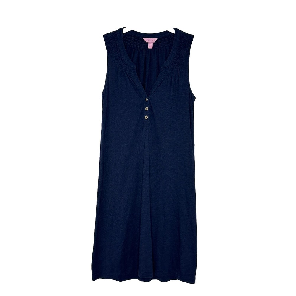 Lilly Pulitzer Women's Navy Blue Sleeveless V Neck Cotton Modal Dress Sz XXS